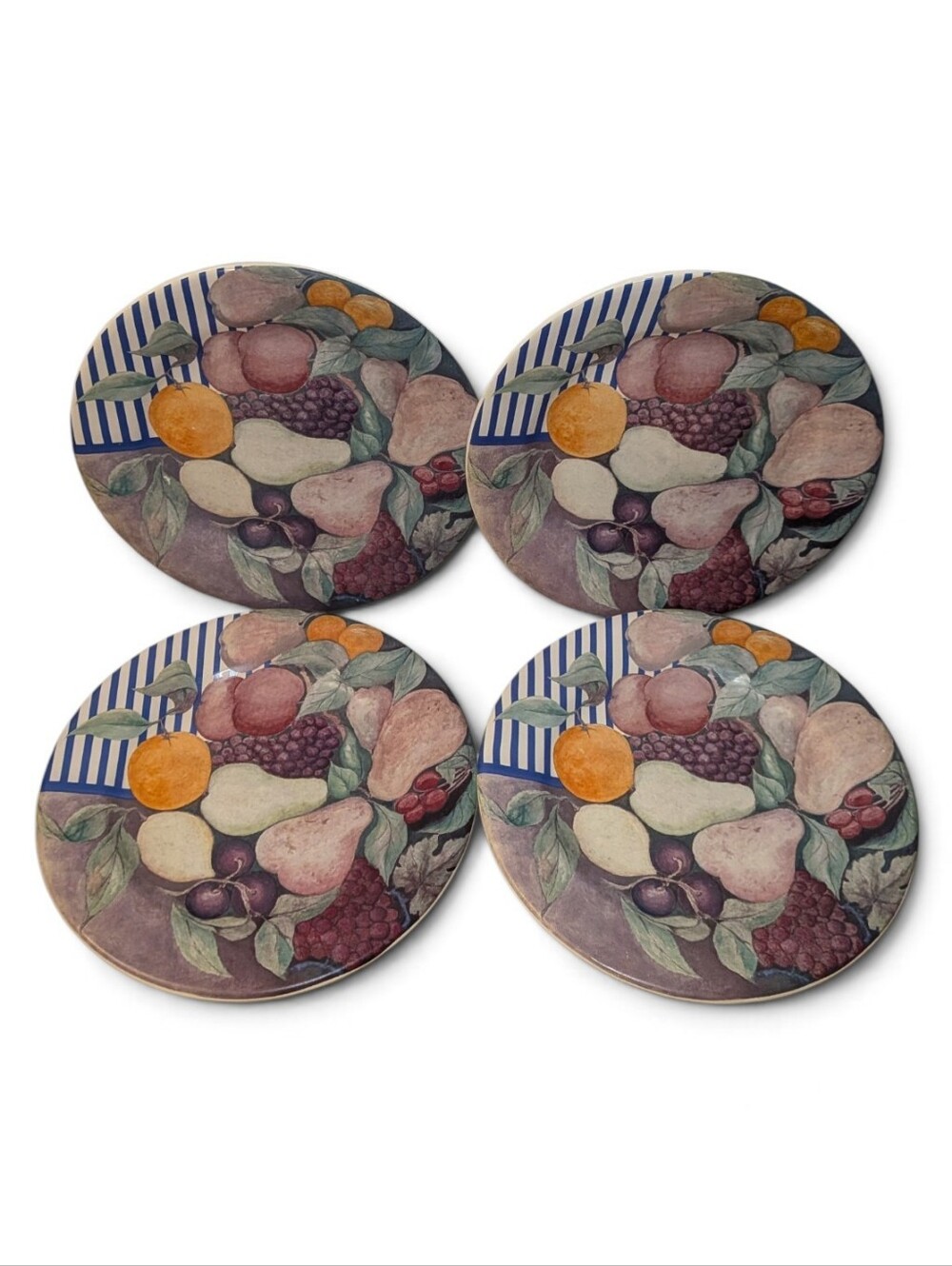 GIEN France La ronde des Fruits Salad / Lunch Plate Set Of 4 8.5" READ